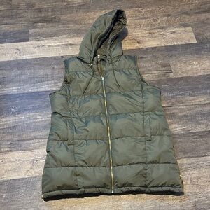 Maurices Khaki Puffer Vest with Hood